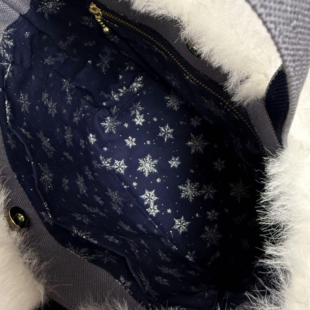 猫♡アメリカンショートヘアー刺繍・ボア付き・帆布のトートバッグ