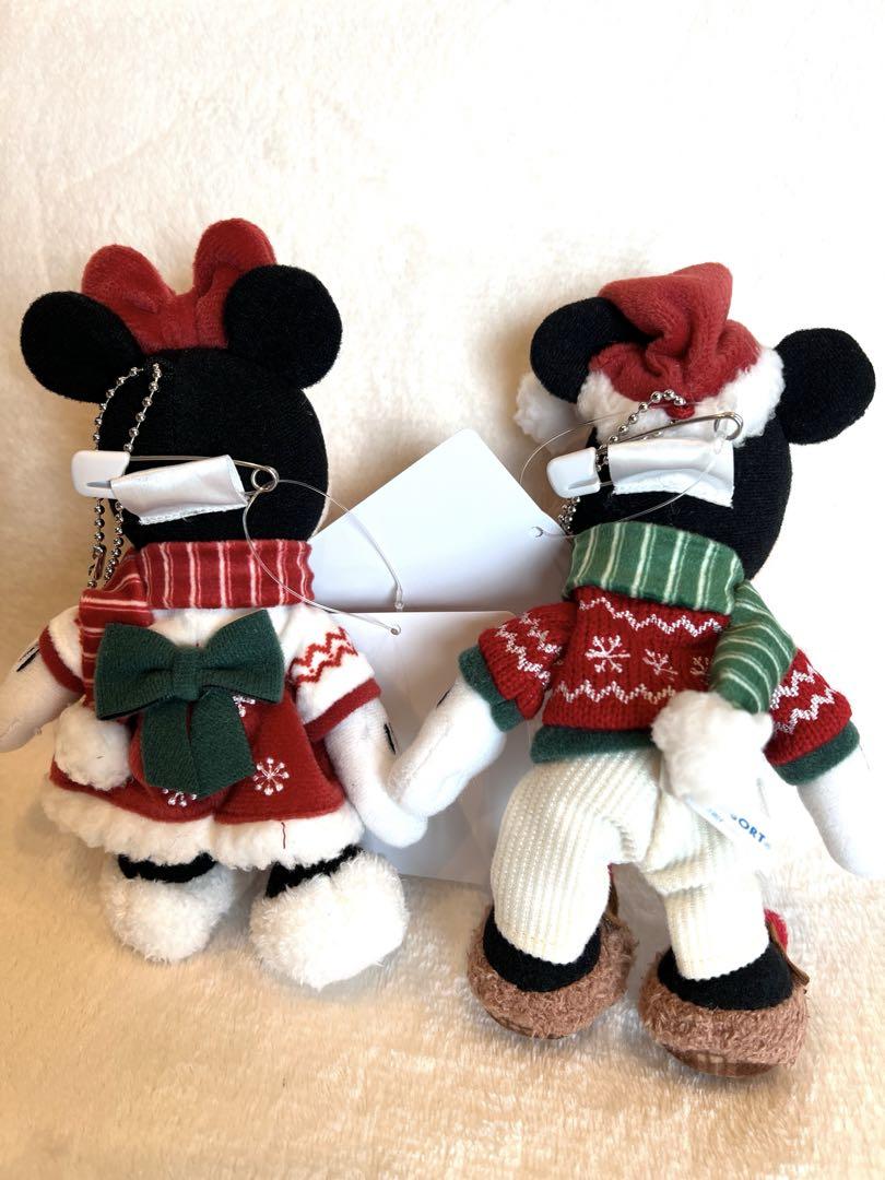 ディズニー クリスマス ミッキー ミニー ぬいぐるみバッジ