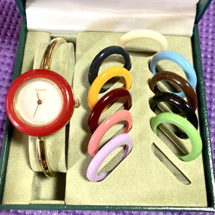 GUCCI チェンジベゼル 電池交換済 全6色 美品 GUCCI グッチ 腕時計 チェンジベゼル クォーツ 6色 電池