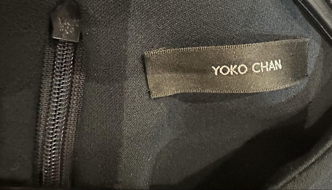 YOKO CHAN ロングスリーブパールスリットラインワンピース