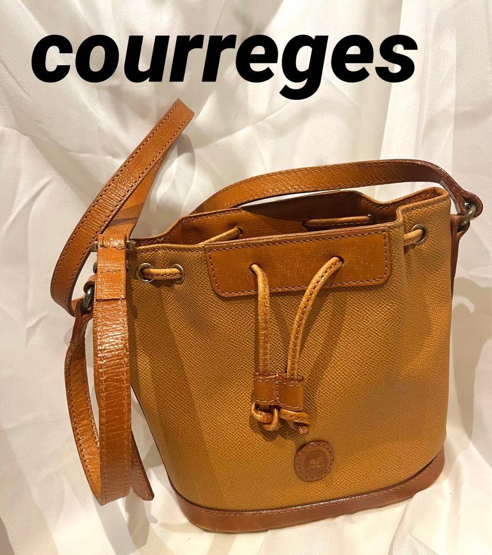 Courregesクレージュ バッグ 巾着 レザー ショルダーバッグ