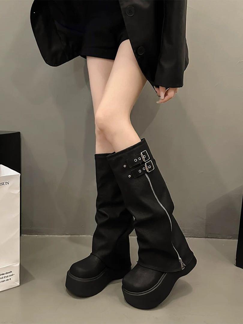 【海外配送可】【送料無料】 安い 価格ファッション 秋冬必須❤️シンプル5cm厚底PUヒール - 靴
