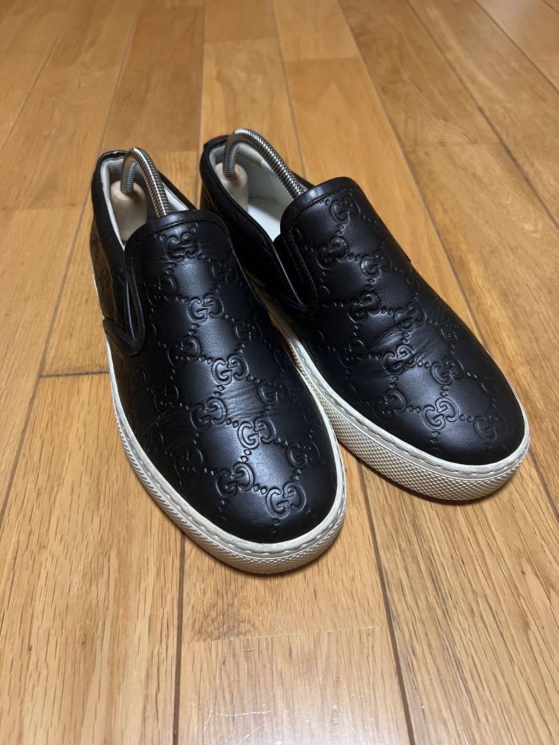 GUCCI GGパターン スリッポンシューズ 黒 24.5