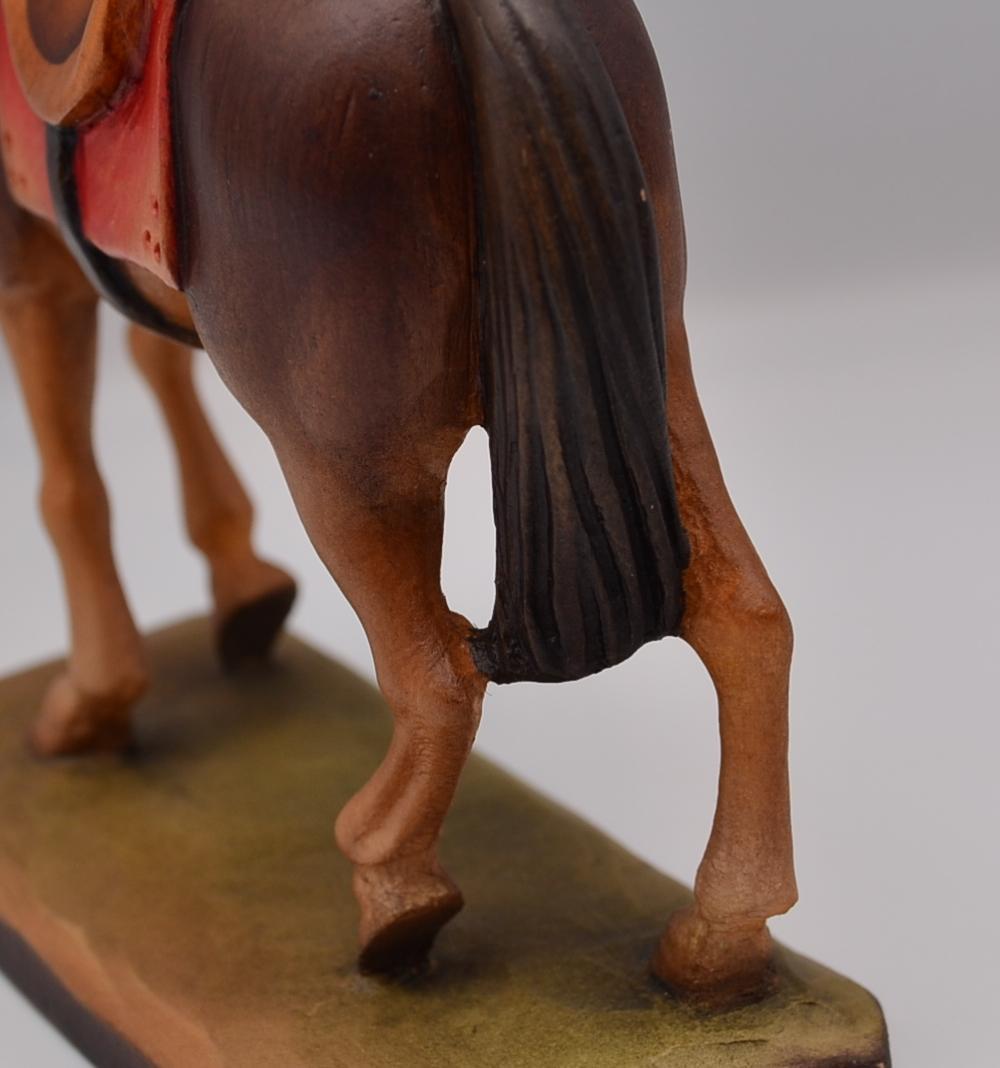 鞍を乗せた馬 アンリ ANRI イタリア 木彫り人形 高さ12cm ご