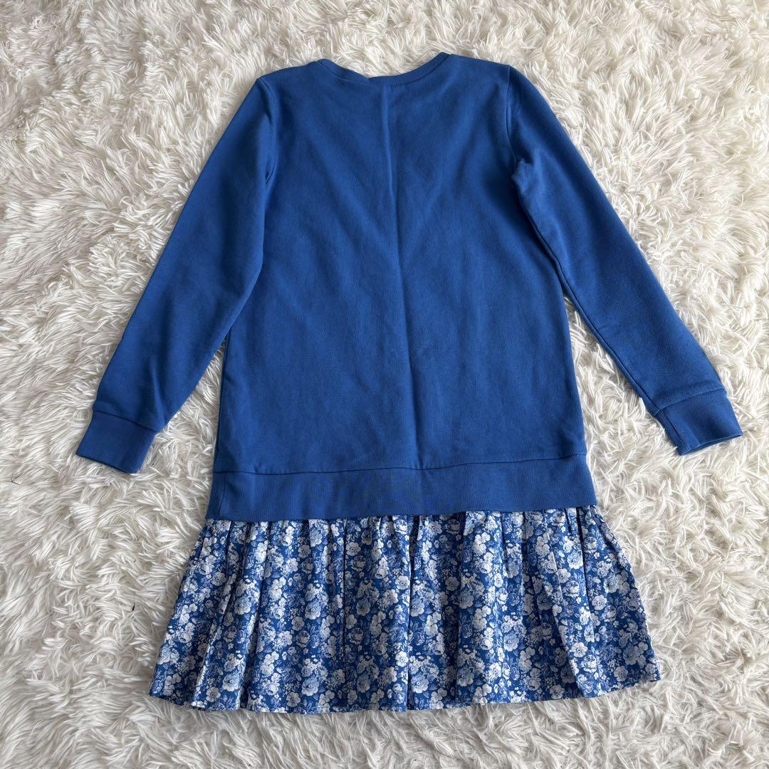 美品 150 ラルフローレン ワンピース ブルー×花柄