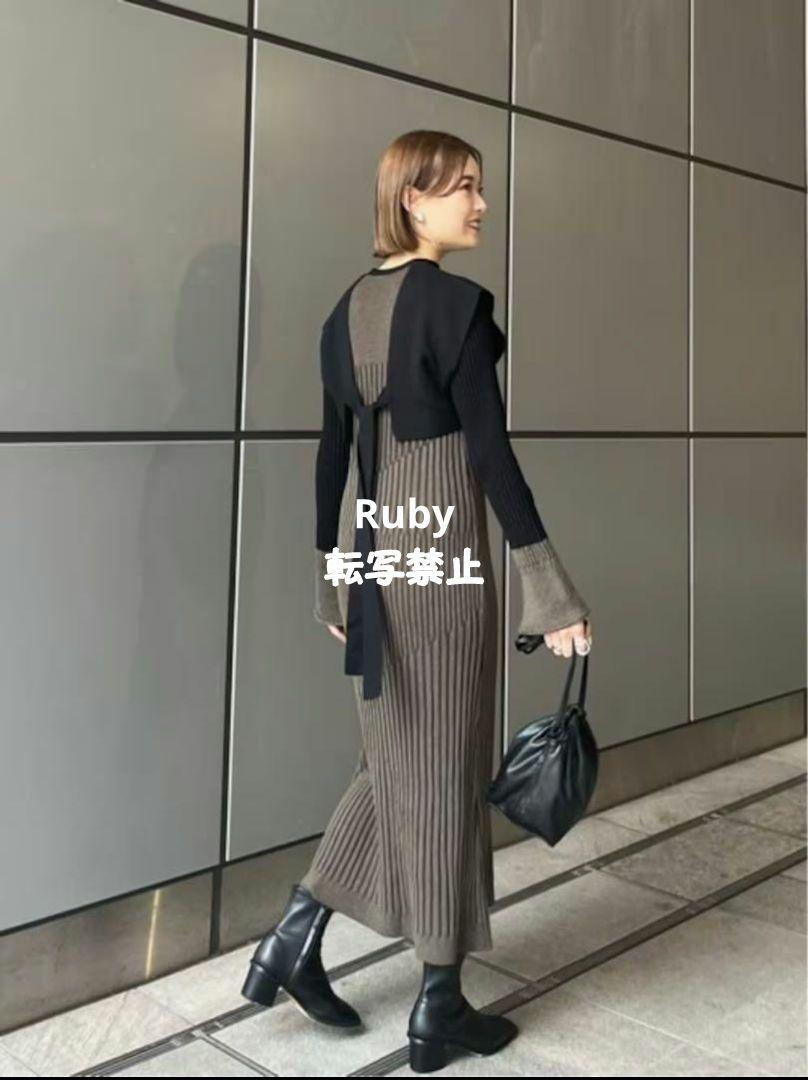 PUBLIC TOKYO パブリックトウキョウ ストライプ ニットワンピース