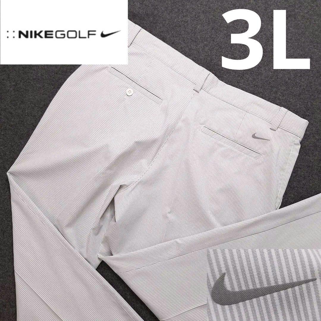 【ナイキゴルフ】人気ロゴマーク×ストライプ柄総柄 ストレッチゴルフパンツ 3L