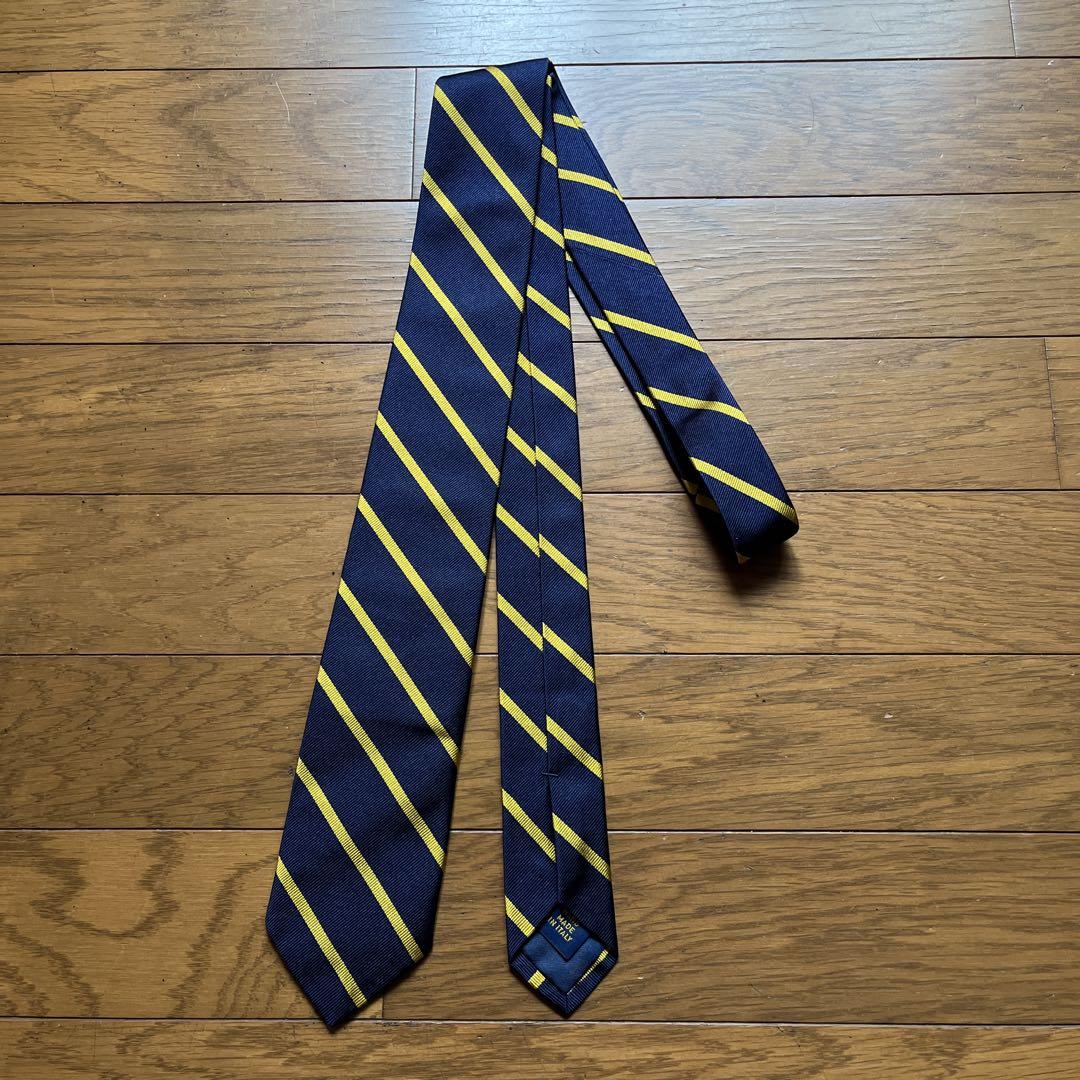 美品】Ralph Lauren／レジメンタル／ネイビー×イエロー
