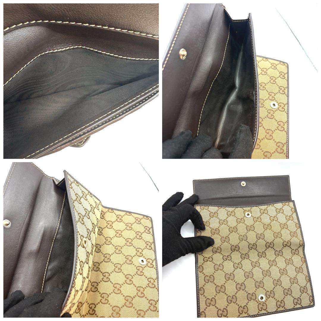 GUCCI グッチ　長財布　ラブリーハート　GGキャンバス ダークブラウン