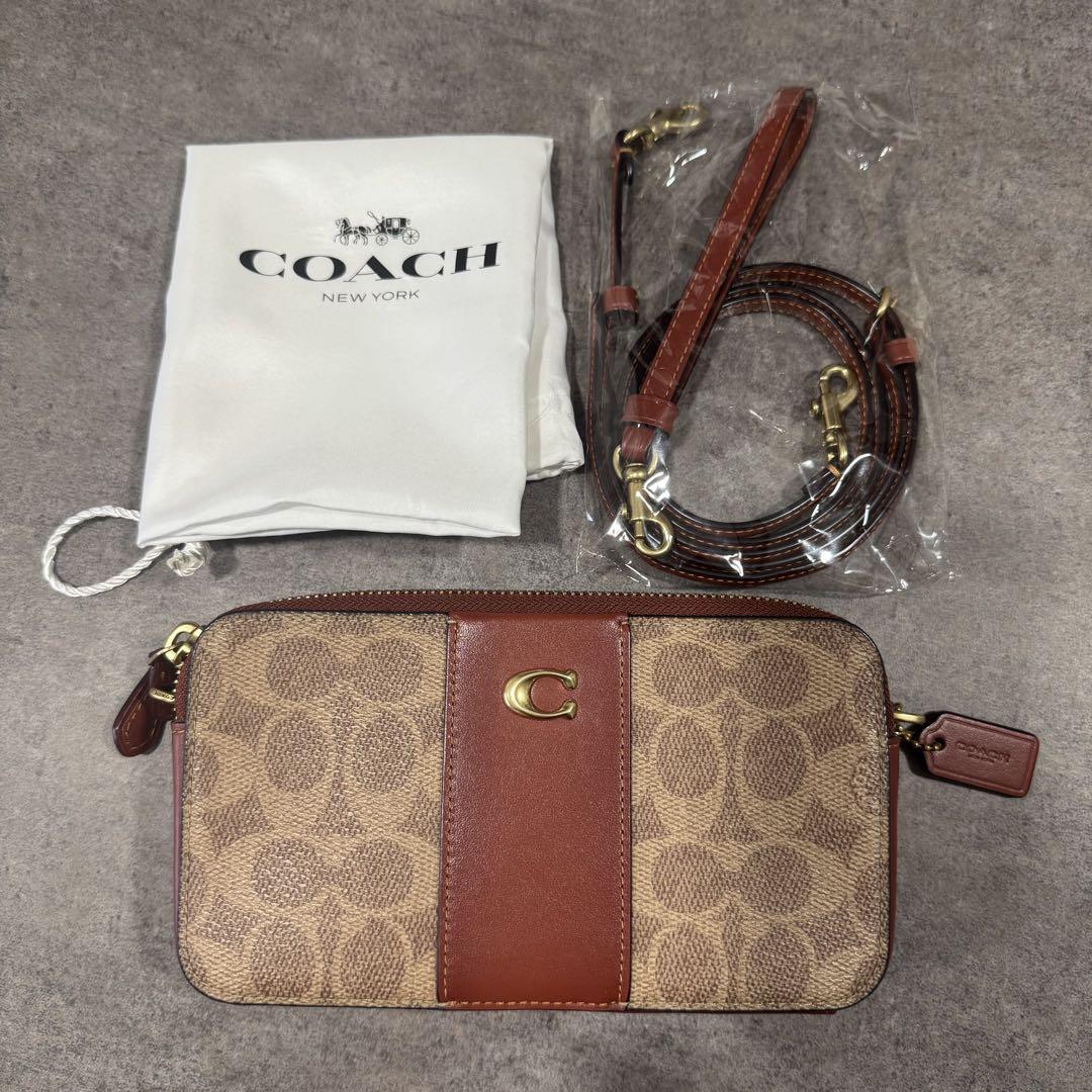 COACH／キラ クロスボディ・カラーブロック シグネチャー キャンバス