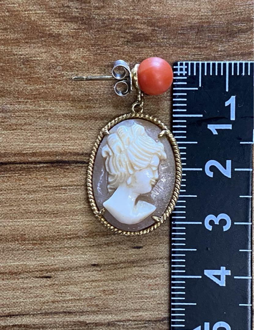N1375 ヴィンテージ　カメオ　ピアス　18Ｋ