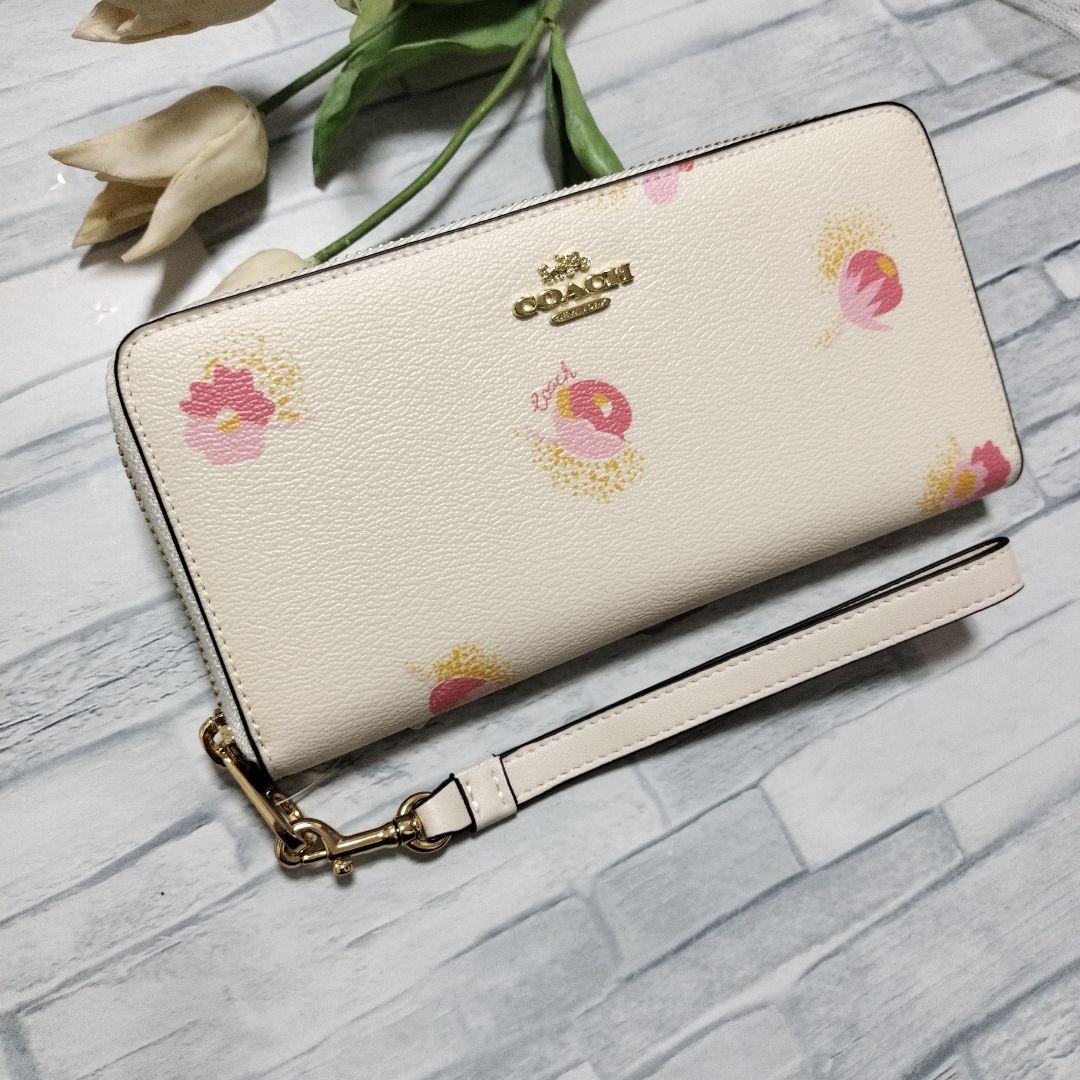 ✢新品•未使用✢ COACH コーチ 長財布 フラワー 花柄 ホワイト - 小物