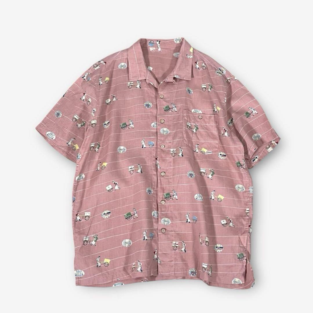 【美品】PAPAS/パパス　アロハシャツ　リネン100%　30周年モデル　LL
