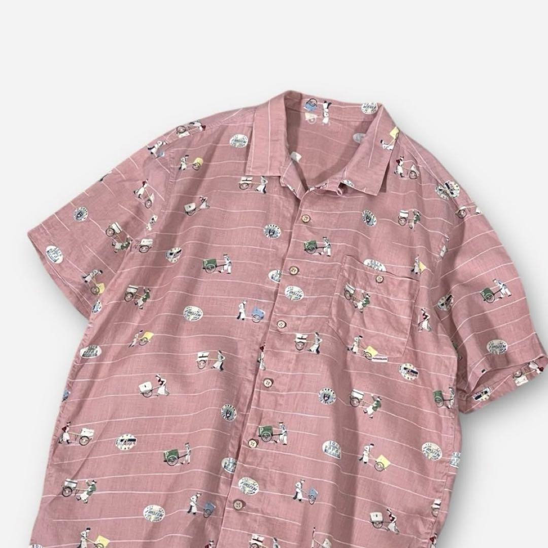 【美品】PAPAS/パパス　アロハシャツ　リネン100%　30周年モデル　LL
