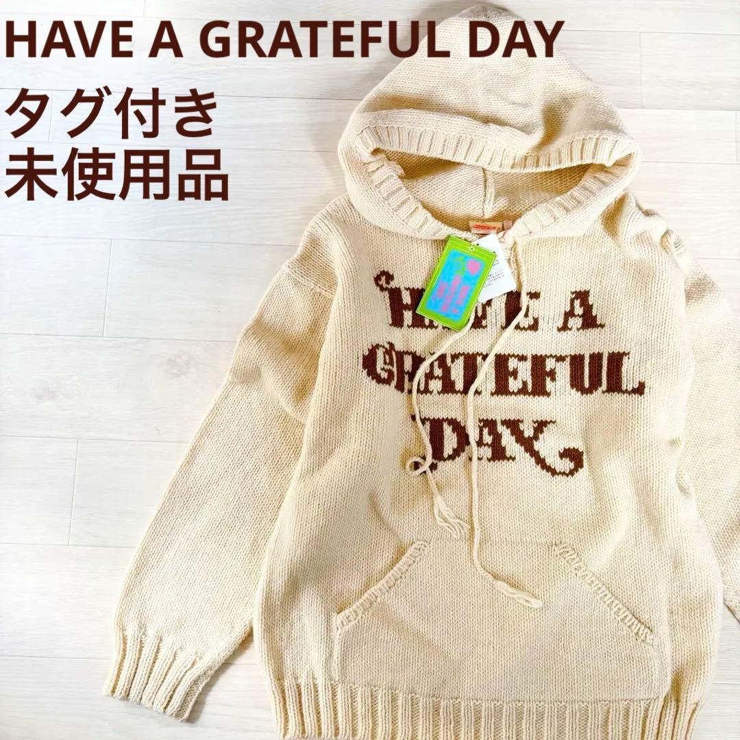 ハブアグレイトフルデイ ニットパーカー セーター LL HAVE A GRATEFUL DAY
