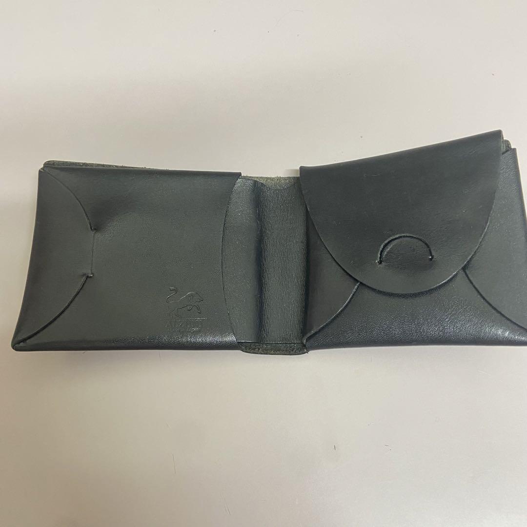 けんけん ALZUNI アルズニ 二つ折り財布 黒 レザー 牛革 ブラック