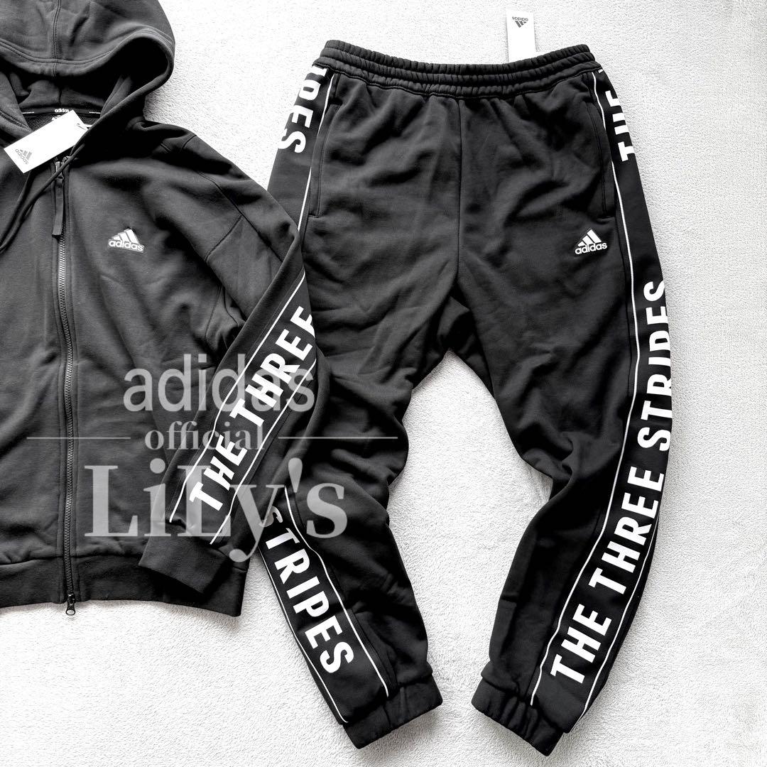 4新品　adidasセットアップ　Ｍサイズ　スリーストライプス　黒白
