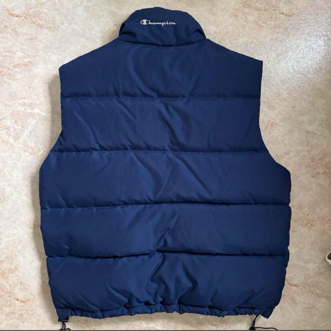90s ダウンベスト 古着 Champion ネイビー 希少 色味◯