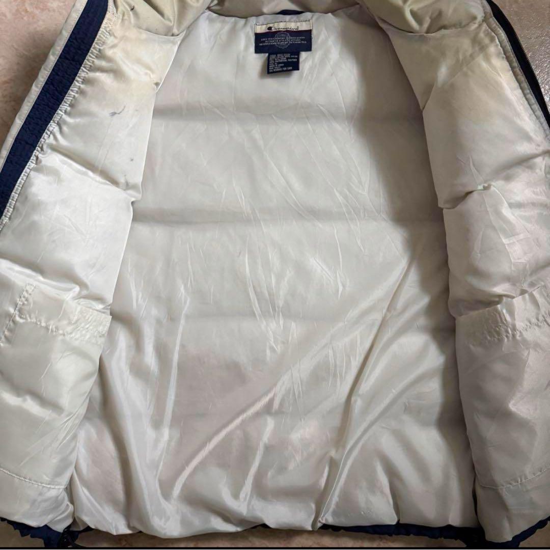 90s ダウンベスト 古着 Champion ネイビー 希少 色味◯