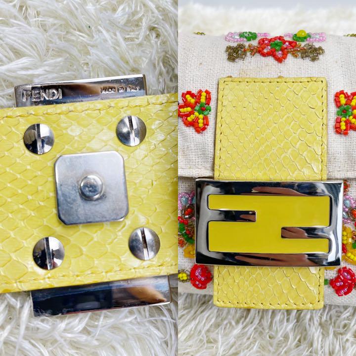 ⭐️希少 FENDI マンマバケット 花柄 ビーズ刺繍 パイソンレザー