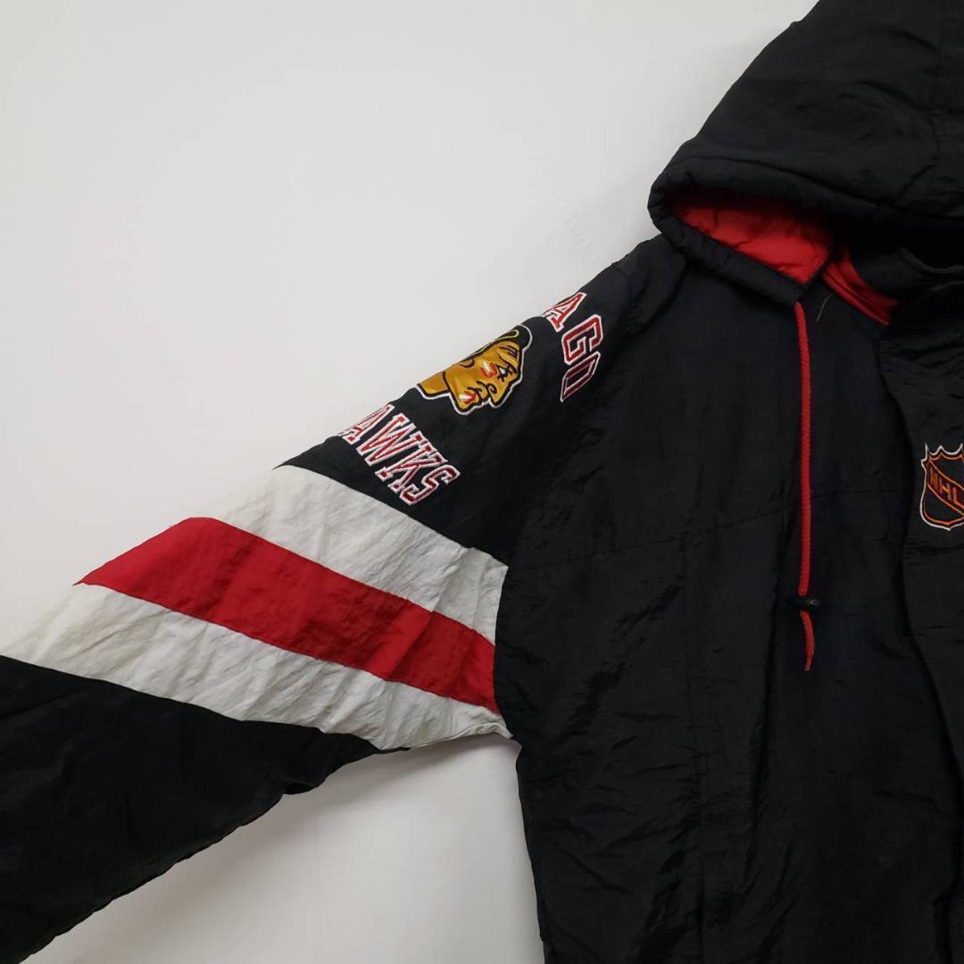 割引価格 古着 90s スターター ナイロンジャケット NHL シカゴブラック
