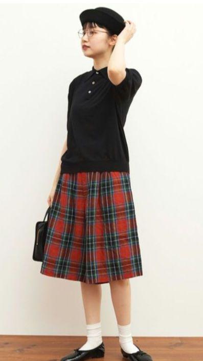 パンツ Alice check culottes