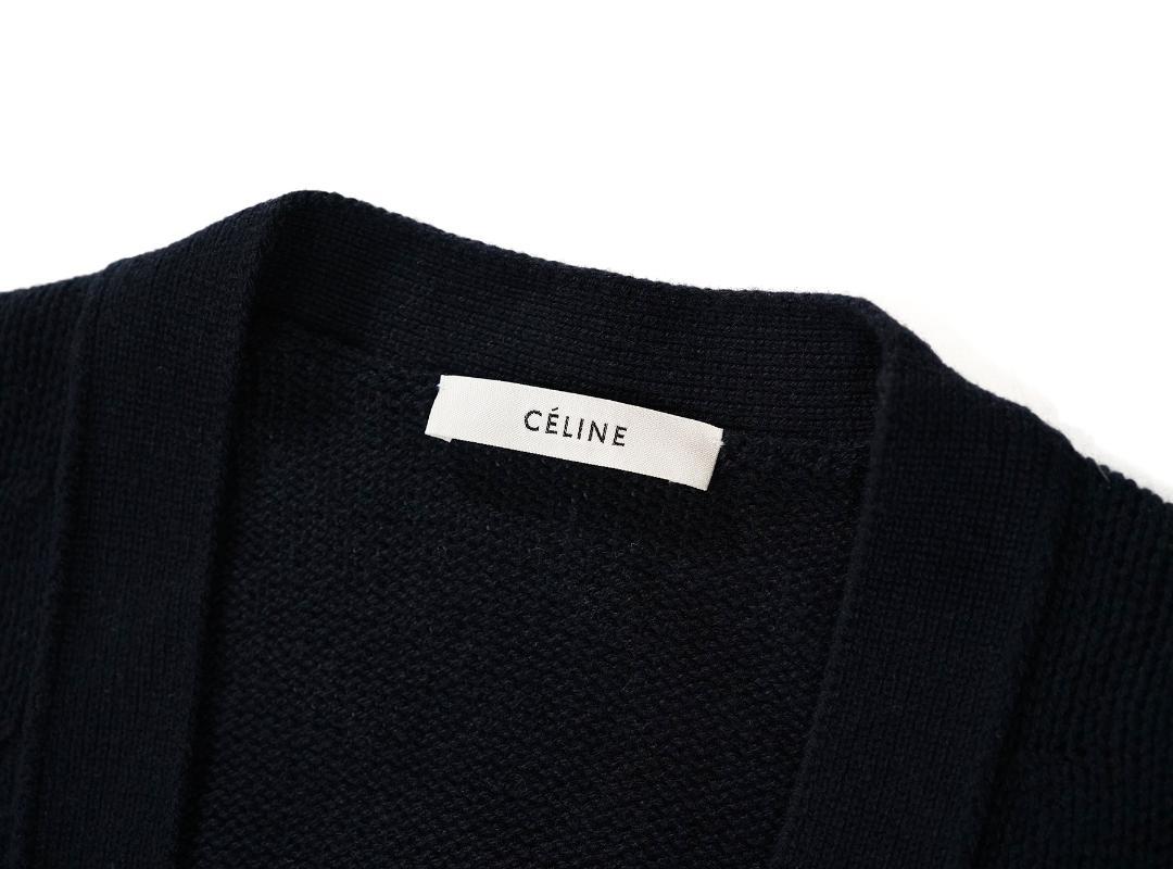 フィービー期 CELINE カシミヤ カーディガン トリオンフ刺繍 ネイビー M