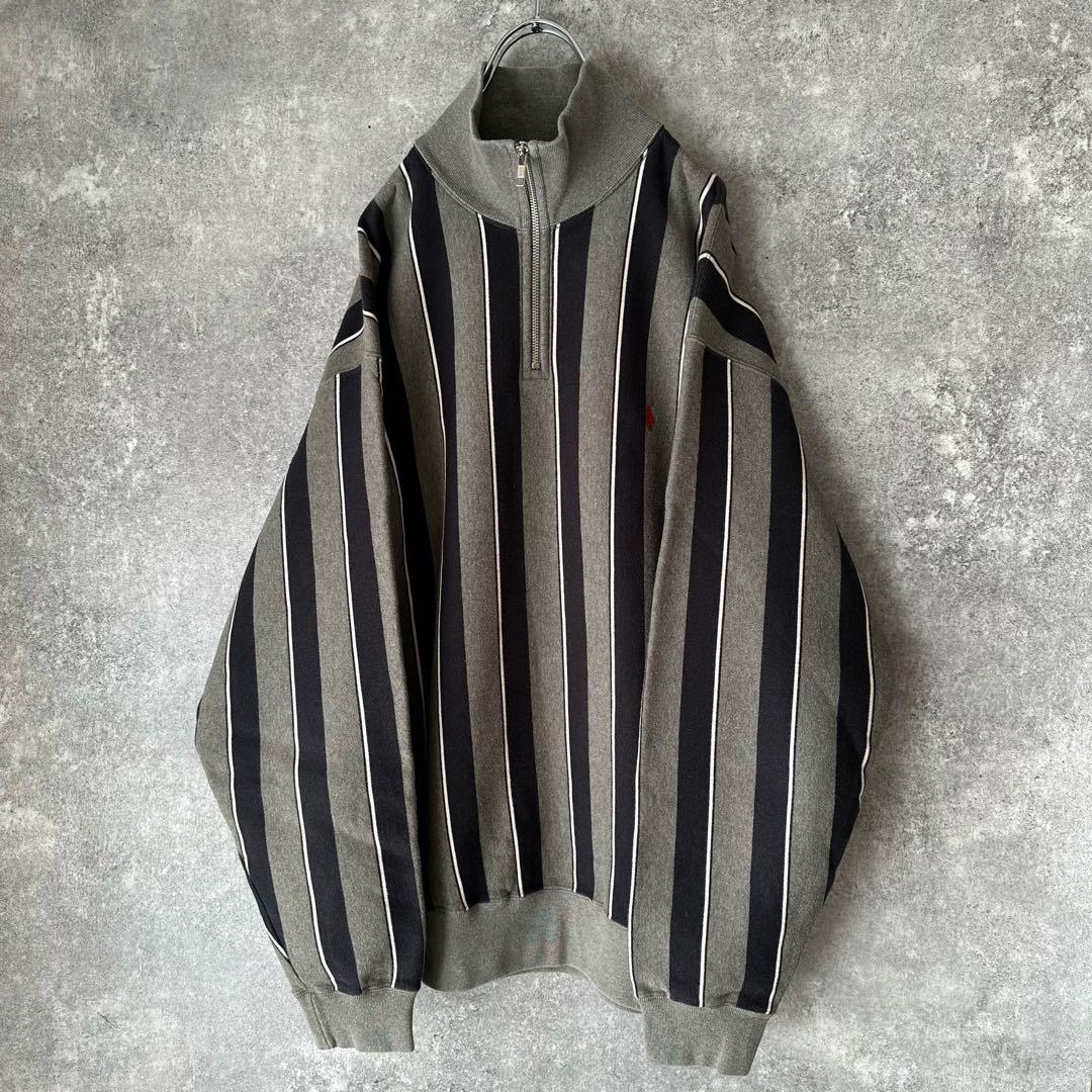 本命ギフト Polo トップス ストライプ スウェット ハーフジップ Lauren Ralph by トップス