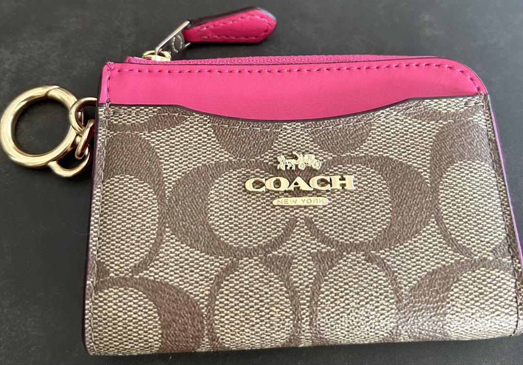 coach シグネチャー　コインケース　キーリング COACH】コーチ コーティングキャンバス スムースレザー
