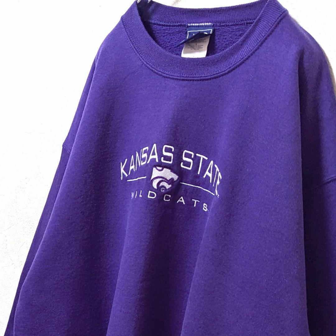 ASスポーツカンザスステートワイルドキャッツ刺繍 スウェットパープル紫L古着