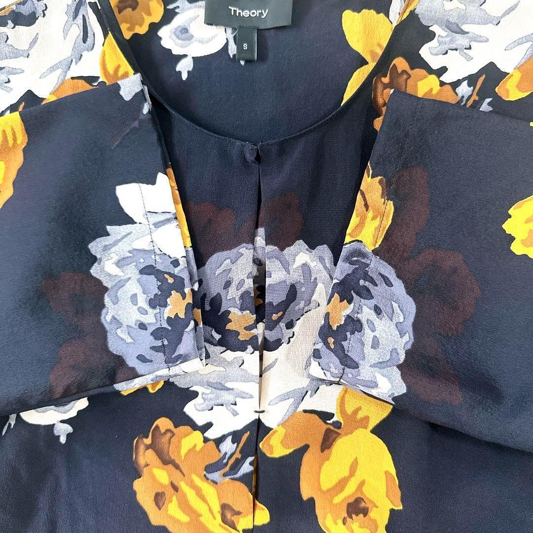 極美品☆セオリー 花柄 シルクブラウス 絹 半袖 シルク100