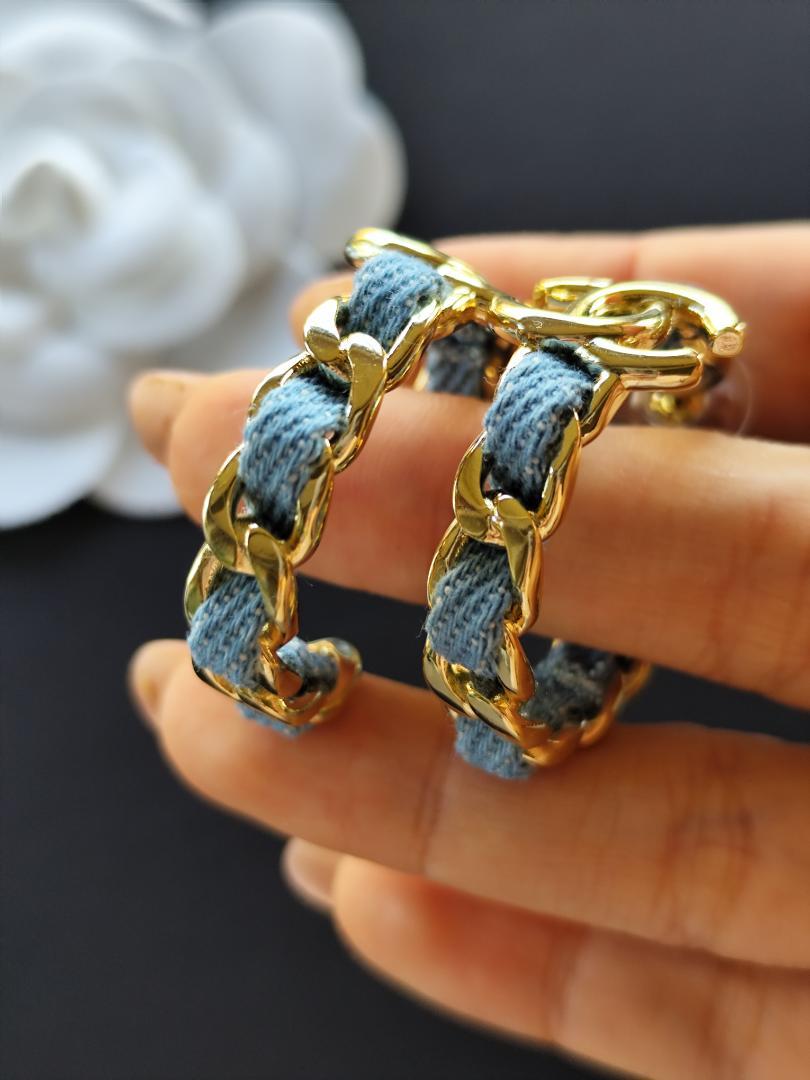 正規品　シャネルCHANEL　デニムロングピアス