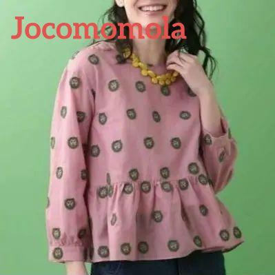 Jocomomola ライオンデザイン 刺繍 ブラウス ピンク ペプラム シャツ