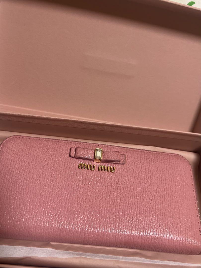 正規品 美品 】miumiu リボン 長財布 マドラスレザー 財布 ピンク