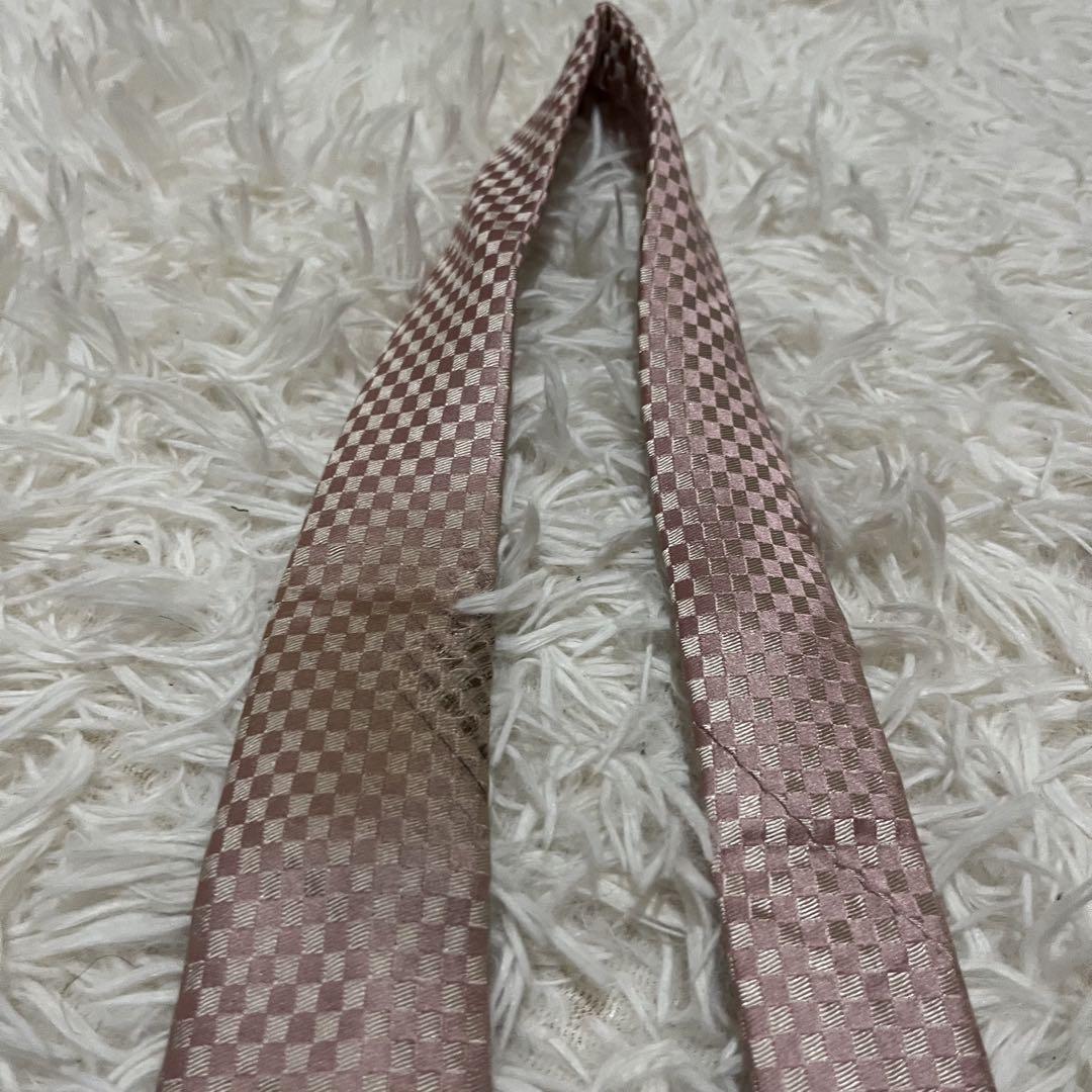 ルイヴィトン LOUIS VUITTON ネクタイ ダミエ シルク ピンク