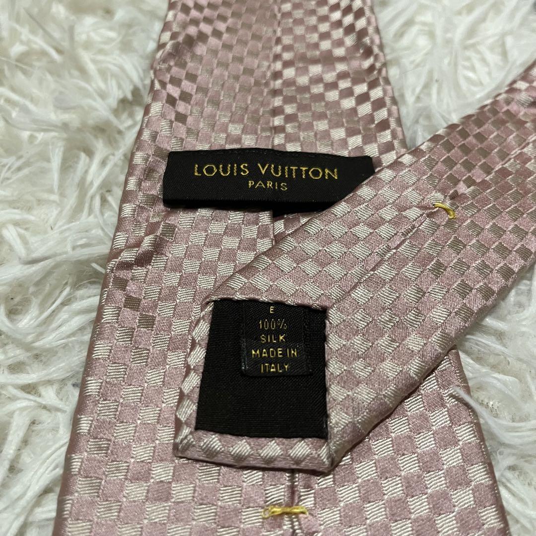 ルイヴィトン LOUIS VUITTON ネクタイ ダミエ シルク ピンク