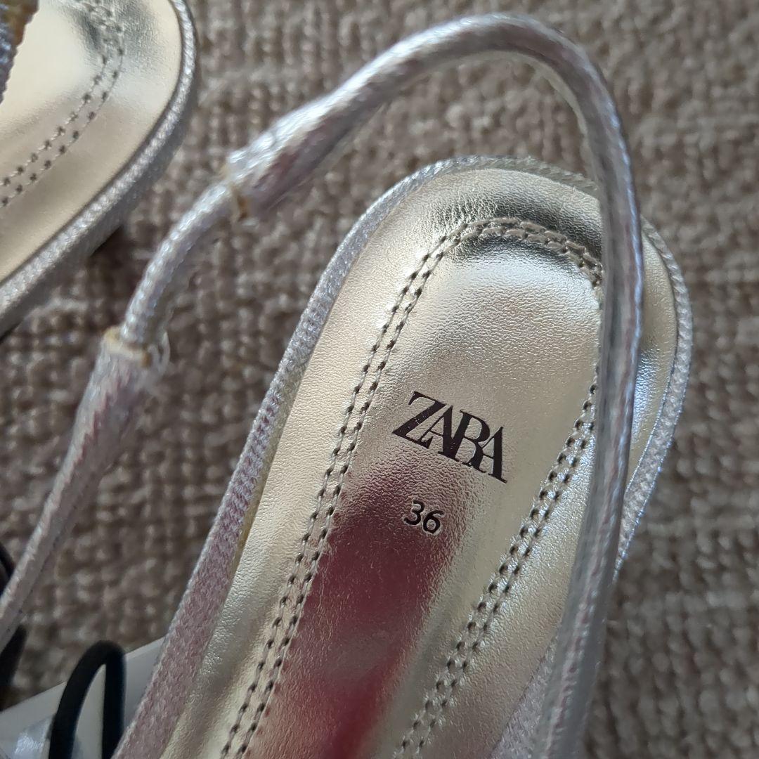 【新品】　ZARA　パンプス　ポインテッドトゥ　シルバー　36