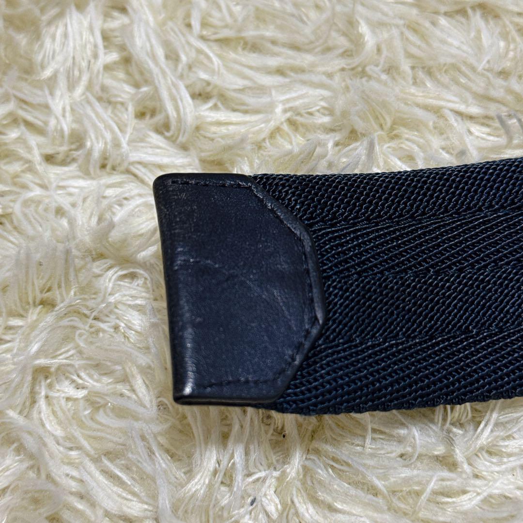 希少✨PRADA プラダ　ガチャベルト　ロゴバックル　ネイビー　ナイロン　レザー