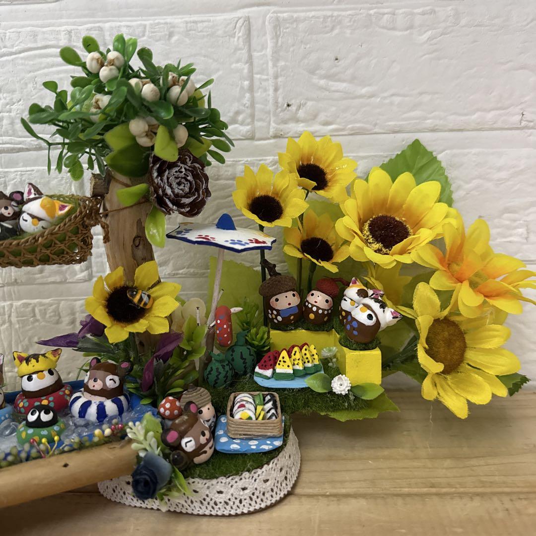 どんぐりアート♡紫陽花リース&夏のオブジェ2品♡ 一点物
