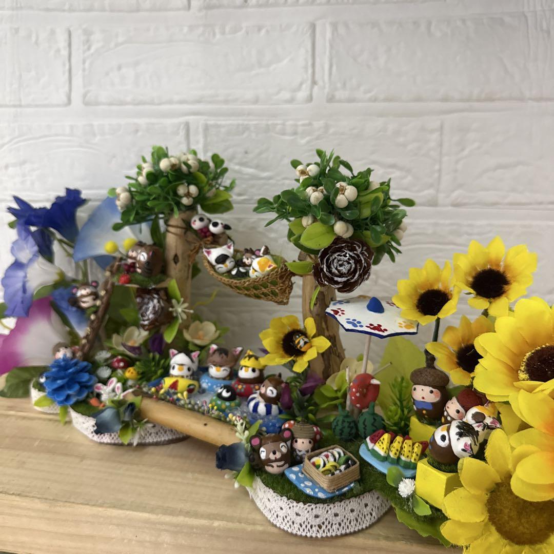 どんぐりアート♡紫陽花リース&夏のオブジェ2品♡ 一点物