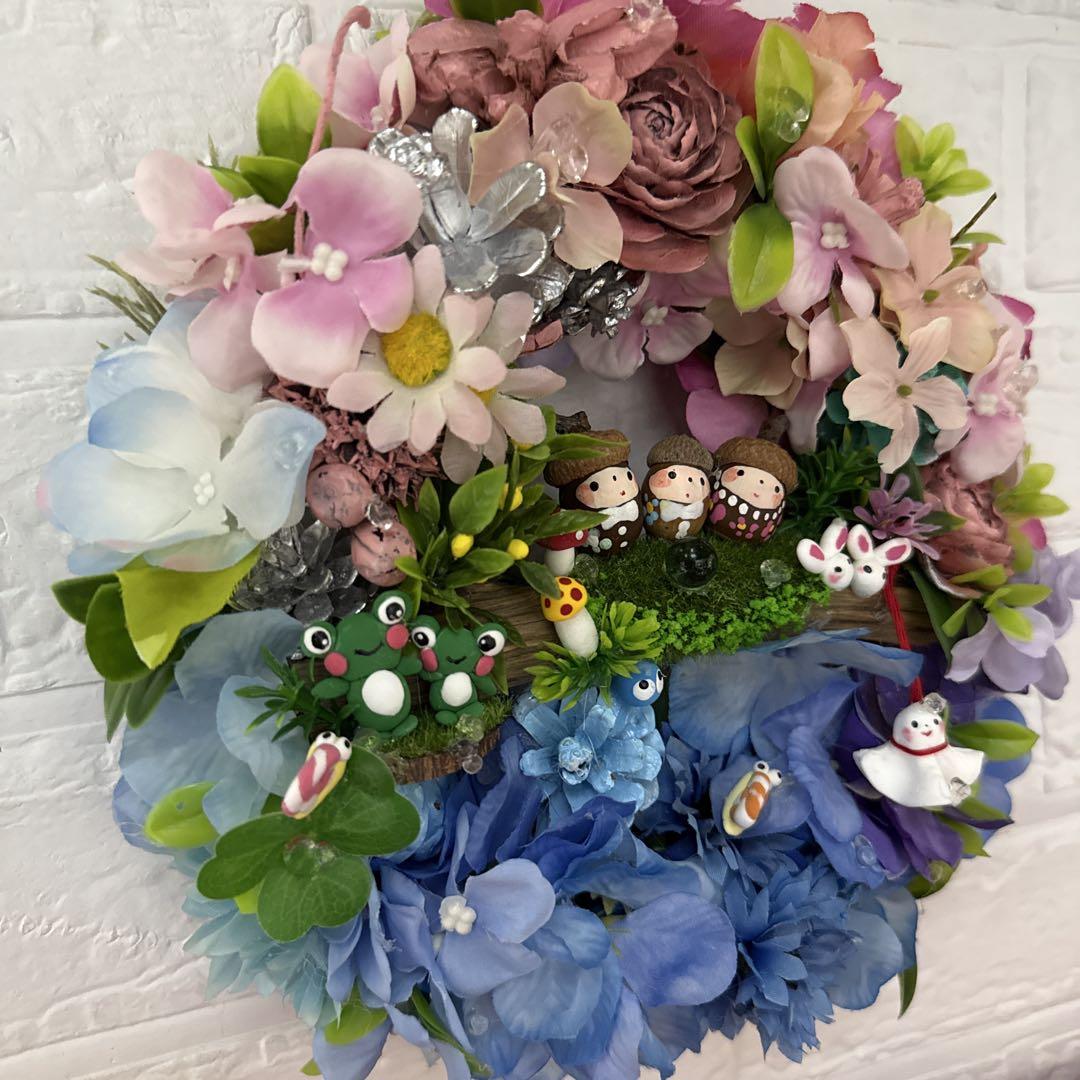 どんぐりアート♡紫陽花リース&夏のオブジェ2品♡ 一点物