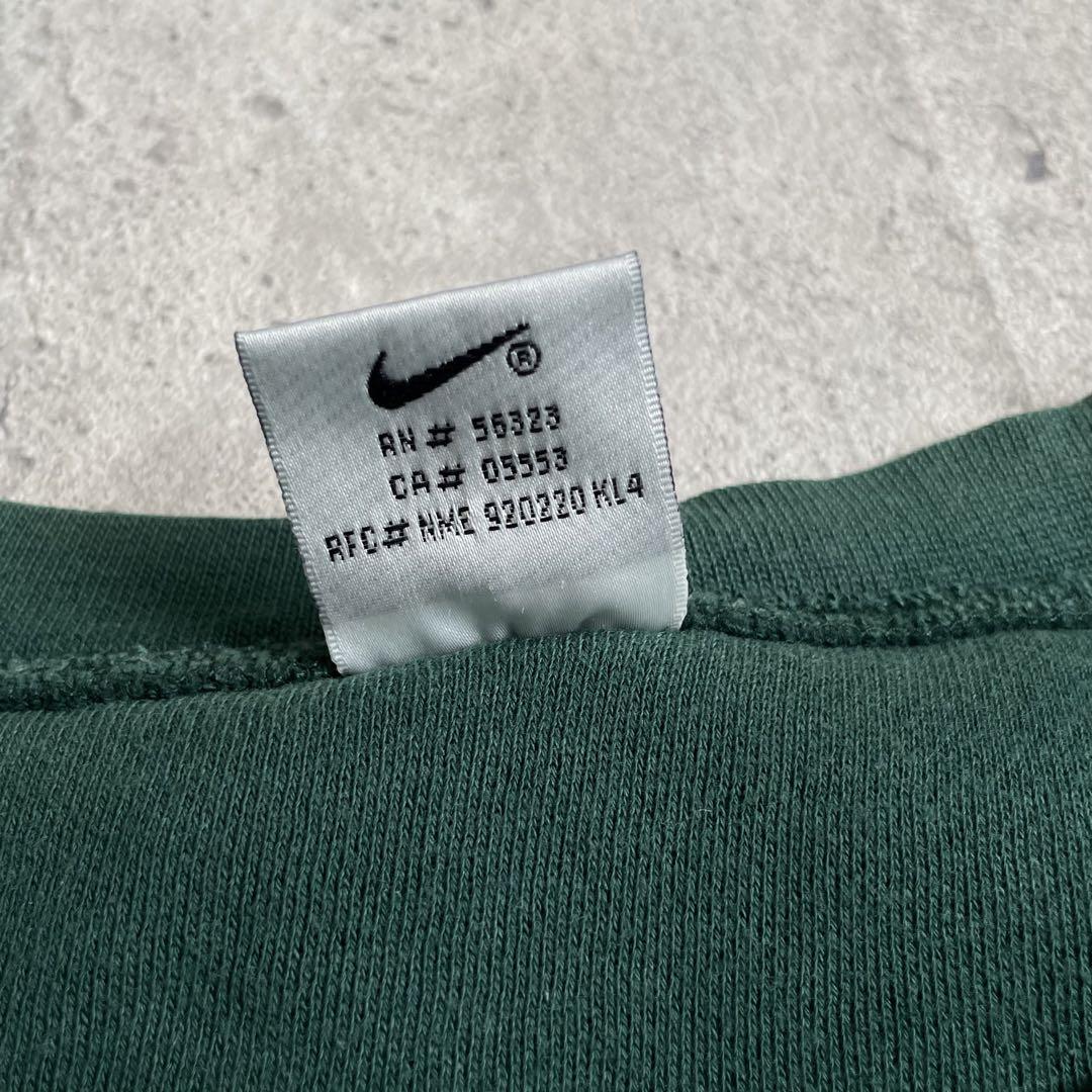 90's NIKE ナイキ 両面ロゴ 前V スウェット トレーナー グリーン M