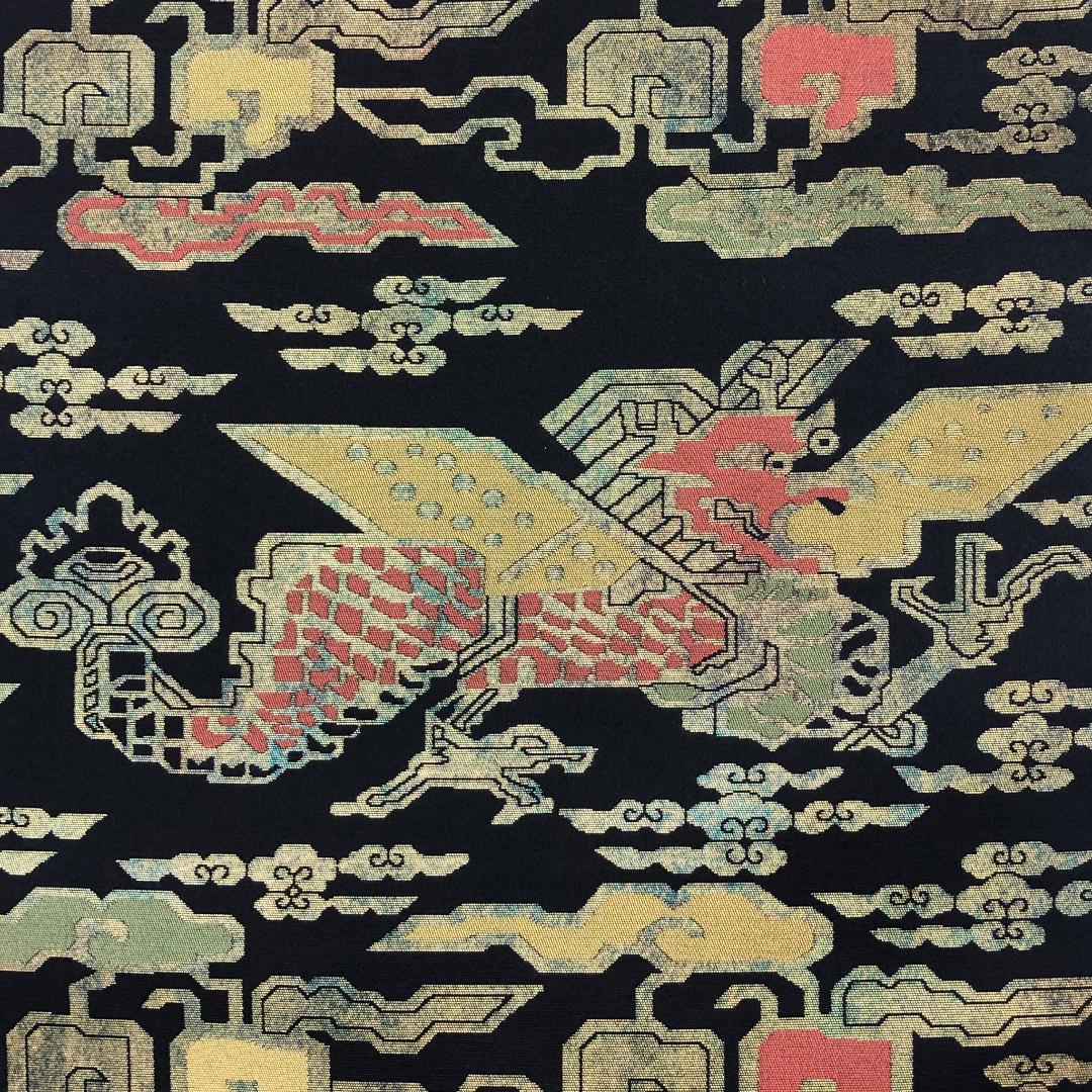 袋帯 西陣 陰山織物 箔屋清兵衛 有栖川龍文 瑞雲 黒色 O-5087