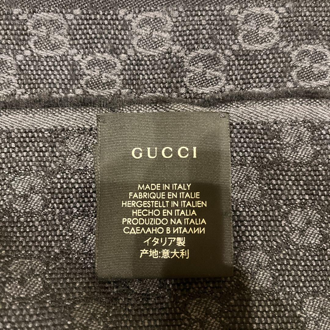 GUCCI シェリーライン　GG フリンジ　マフラー　ダークグレー GUCCI グッチ シェリーライン GG柄 マフラー フリンジ ストール