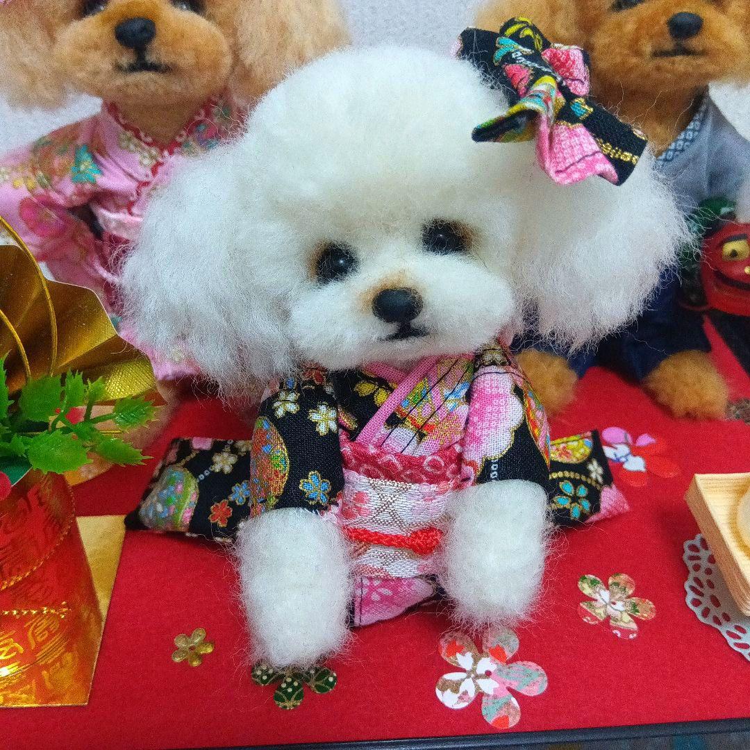 羊毛フェルト　トイプードル　お正月　ななちゃん
