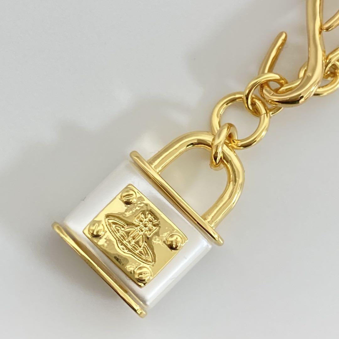 Vivienne Westwood パドロックネックレス ゴールド×ホワイト