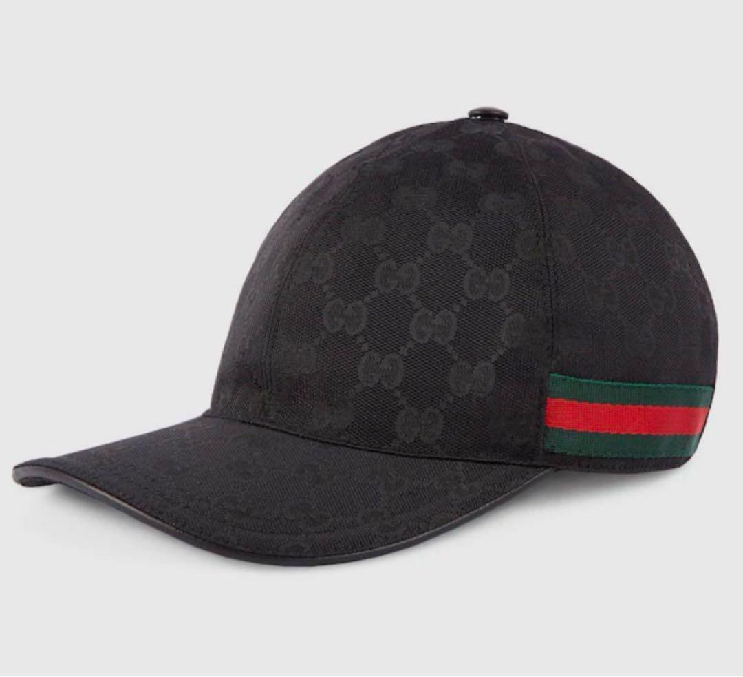 ぷりん❗️GUCCI ブラック GGパターン ベースボールキャップ