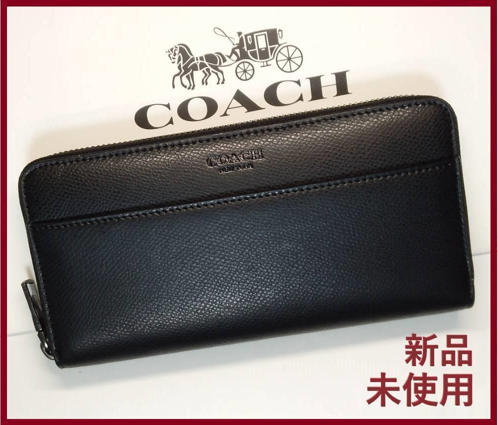 COACH コーチ 新品 長財布 ブラック メンズ レディース 財布 黒 025