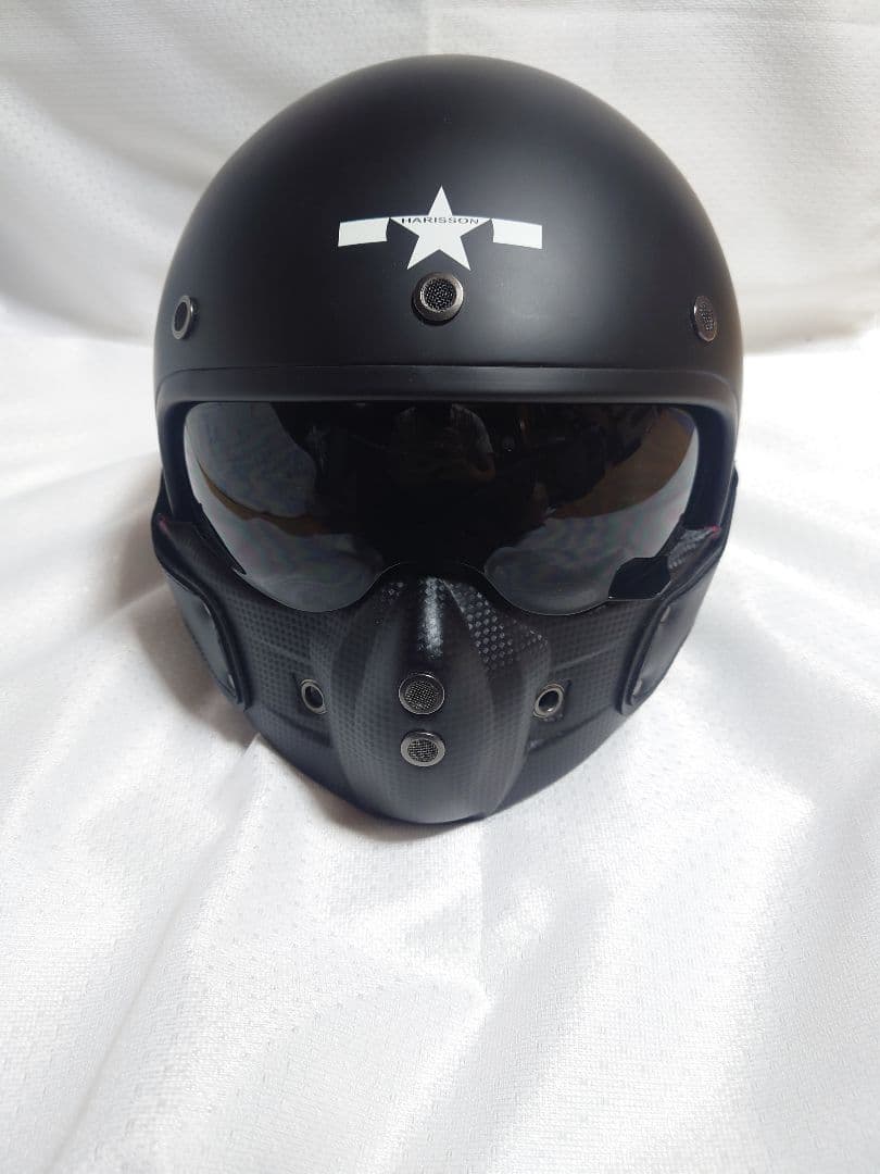 ハリソン コルセア ジェットヘルメット マットブラック スターデコXLサイズ