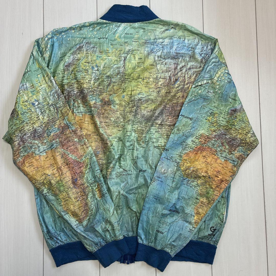 90'sビンテージ古着！アメリカ製 地図柄 ペーパージャケット BLUE SEA